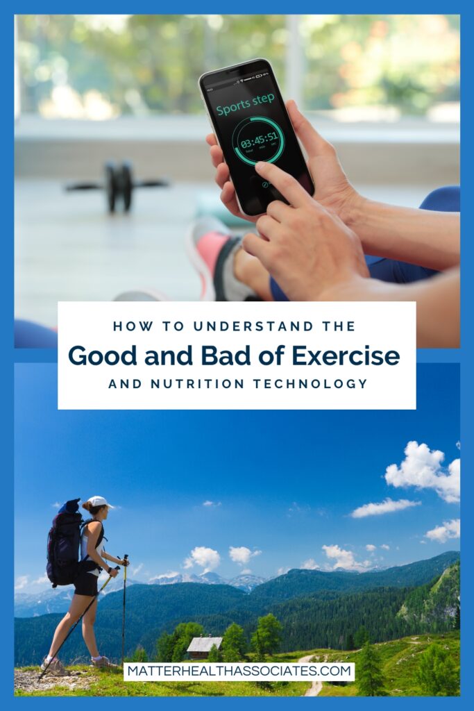 How to Understand the Good and Bad of Exercise and Nutrition Technology | A comparison of fitness and nutrition technology with real-life wellness choices; showing the balance between using health apps and listening to your body.