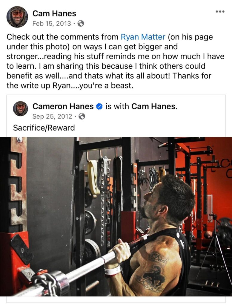 Training Cameron Hanes