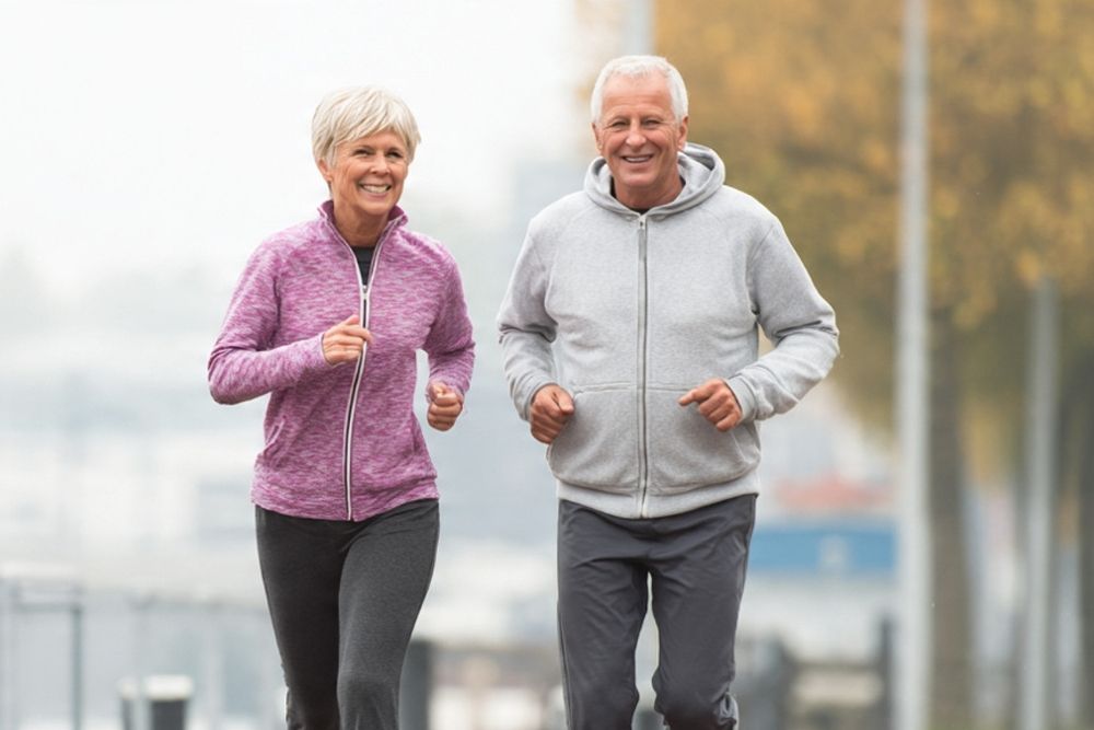 An active senior couple enjoying a walk, redefine aging.