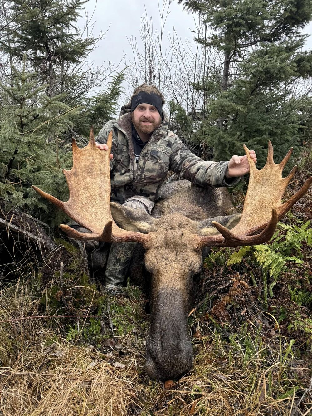 Ryan Matter of the Hunter Athlete System with a bull moose he harvested