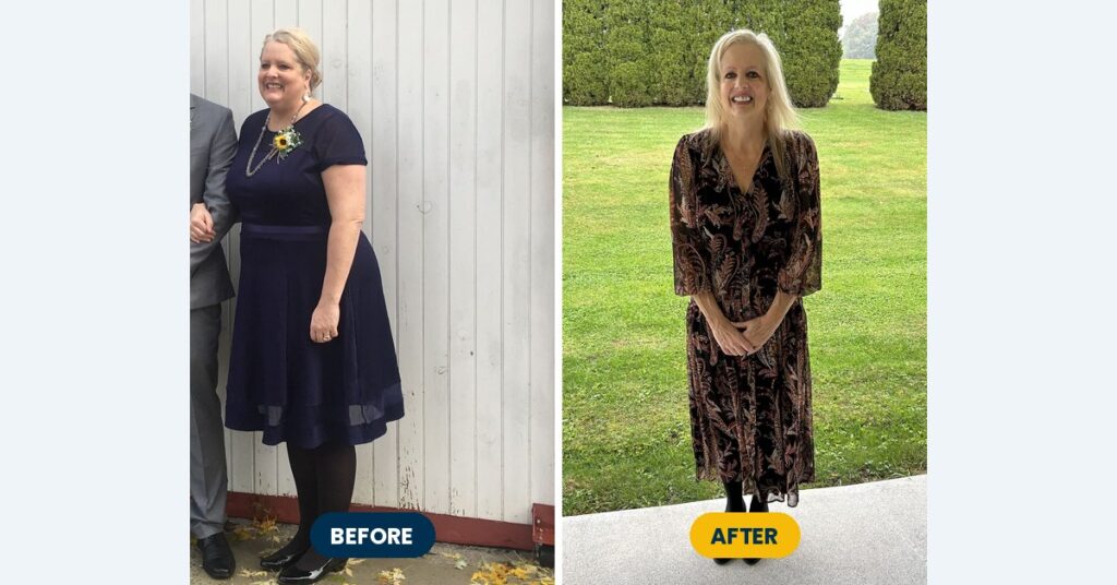 Joanne Slingwine before and after losing almost 80 pounds with Matter Health Associates personal training in Williamstown PA